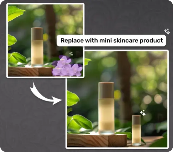 Small skincare object generated beside an existing product