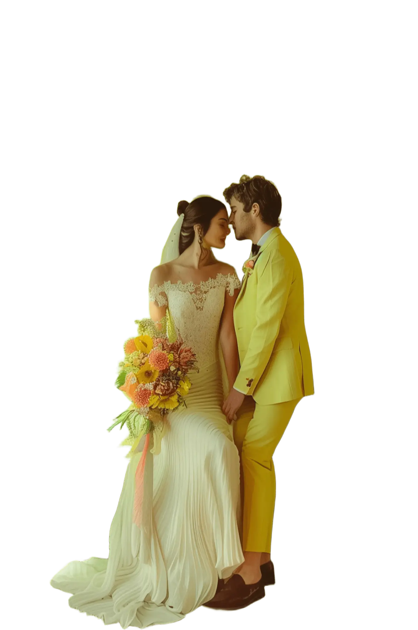 Wedding couple isolated from the original scene