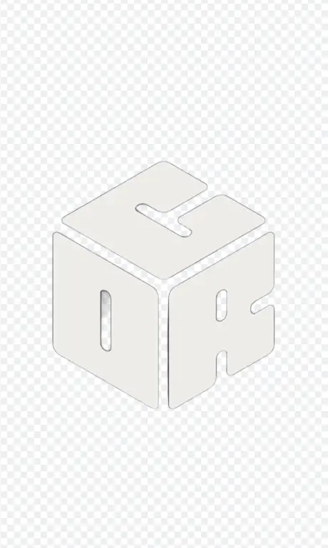 Cube graphic displayed after removal from a black background