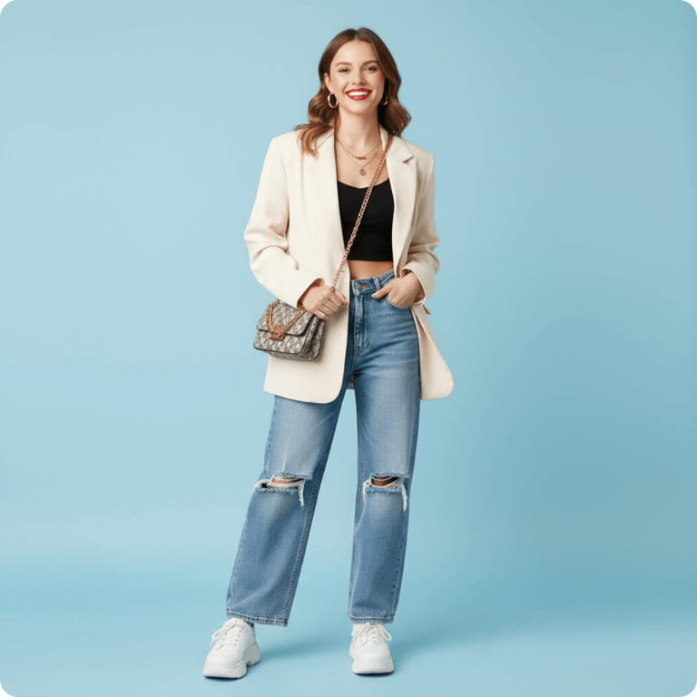 Adult portrait before a virtual outfit change