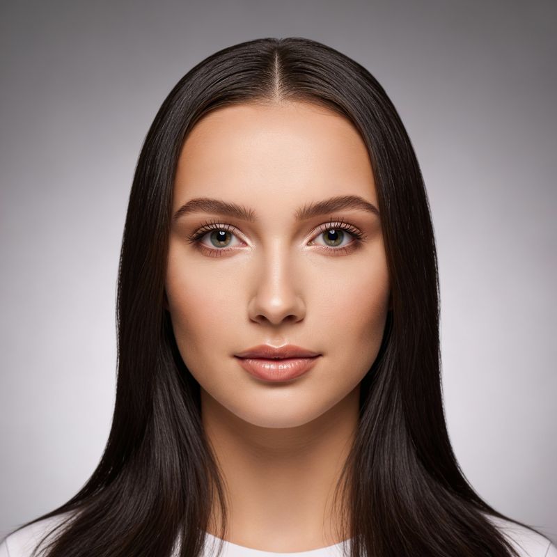 Same portrait with long straight hair