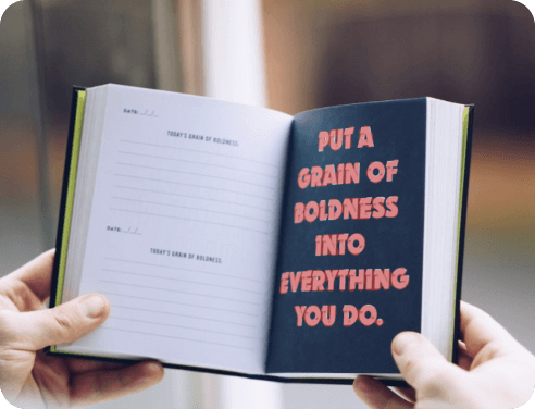 Notebook before removing printed text from the right page
