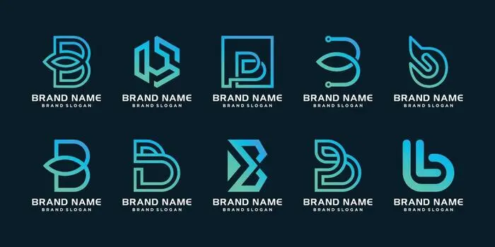 Collection of geometric logo styles for digital brand materials