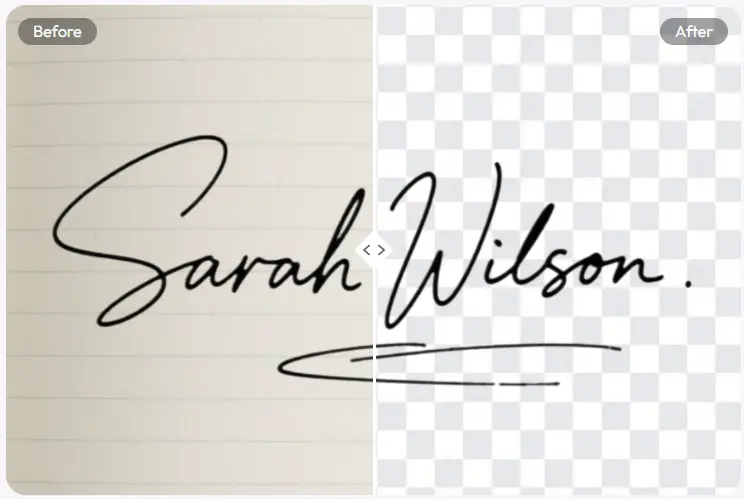 Handwritten signature separated from its paper background