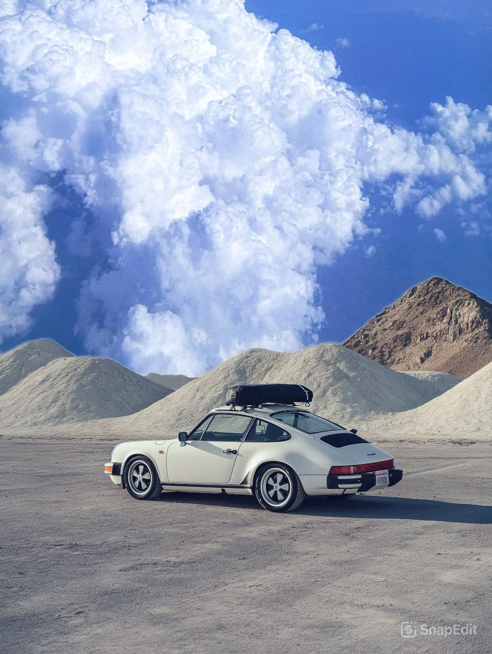 Car landscape with generated dramatic clouds